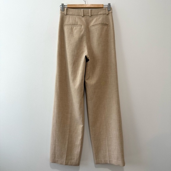 Aritzia Babaton Pleated Pant High-Waisted Wide-Leg Trouser Beige Sz 4 - Picture 4 of 15